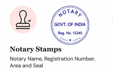 Custom notary stamp for affidavits, certifications, attestations, and notarized legal documents.