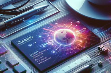 A company business card kept on a table