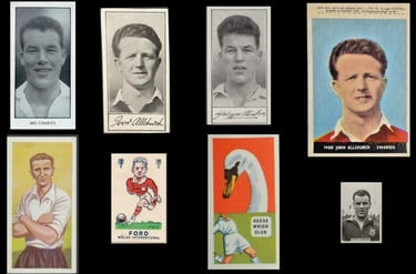 Vintage swansea football trading cards and stickers featuring Ivor Allchurch and John Charles.
