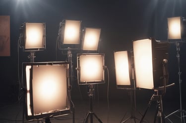 A vintage camera with a rectangular shape is floating against a soft, diffused light background. The camera is labeled with 'Luminox' and features a built-in flash and viewfinder. It appears to be in mid-air with shadows casting on the background.