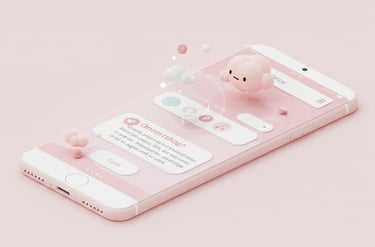 a pink phone with a pink piggy on it