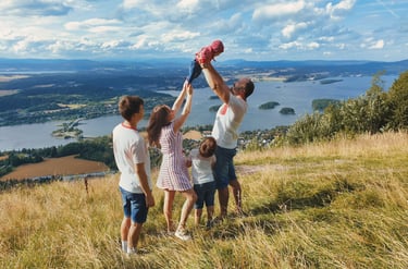 a family of four children playing in photosession