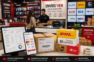 hub de paqueteria en España punto de recogida envios yien con DHL GLS SEUR Correos Express UPS CTT 