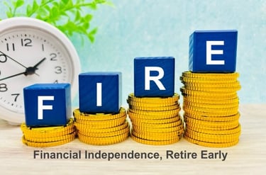 imagem de uma pilha de moedas com o nome em cima de FIRE