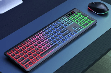 Wireless Keyboard and Mouse Backlit, Quiet Light Up Keys, Tilt Legs, Sleep Mode - Rechargeable USB Cordless Combo for Compute