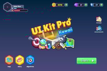 UI Kit Pro  Kawaii best ui asset for unity games