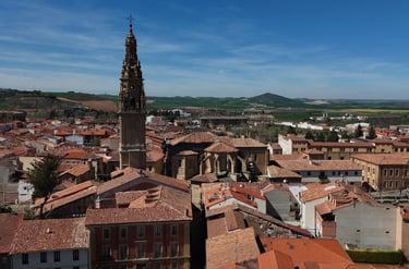 a church steeple with a steeple tower in the background