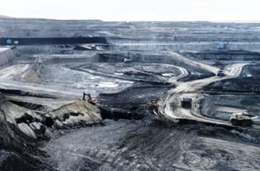 Yimin Mine operation, aerial view of an open-pit site