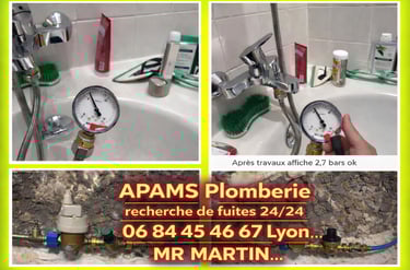 Mise en pression circuit eau froide recherche de fuite LYON 7