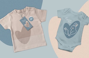 Cute and gentle Logo and Brand Identity for baby store Mommy's Hero, t-shirt and jumpsuit