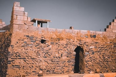 Stone tomb of Sidi Naji, revered marabout site in the Moroccan Sahara