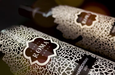 Closeup of two wine bottles