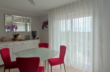 Voilage wave blanc ivoire motif brodé ton sur ton  géométrique