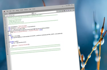 Adobe InDesign JavaScript code editor showing a custom script on a computer screen.