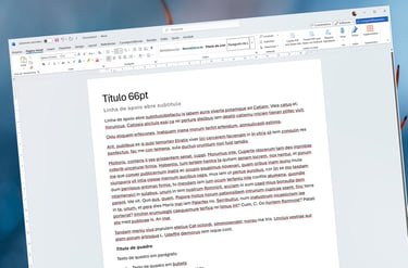 Microsoft Word document window on a computer screen displaying Latin placeholder text with professional formatting.