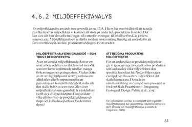 Kapitel om miljöeffektanalys med ny approach för att stärka designprocessen.