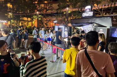 Brand Activation Roadshow with crowd of people standing in line