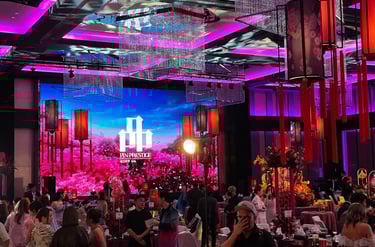 A ballroom fill with Event decoration for a Prestige Gala dinner in Kuala Lumpur Malaysia