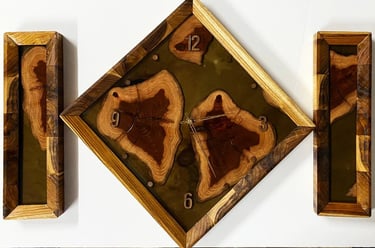 Wood wall clock with Epoxy resin, best ever gift
