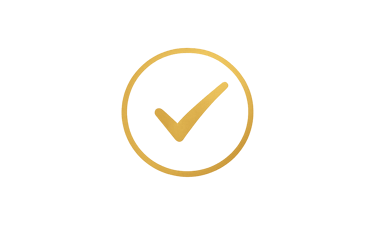 A golden check mark icon inside a circle on a black background representing success and approval.