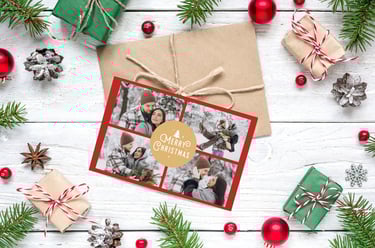 a christmas card with a photo of a family christmas card