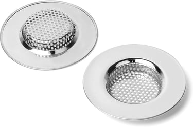 a pair of metal strainer with a strainer