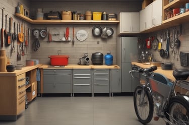 A garage filled with lots of tools and equipment