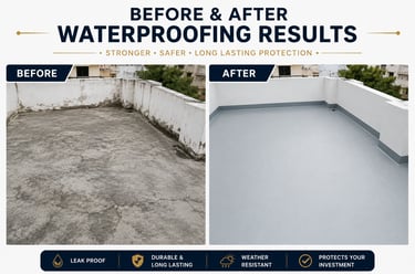 Our professional waterproofing process transformed a cracked and damaged surface into a strong, seam
