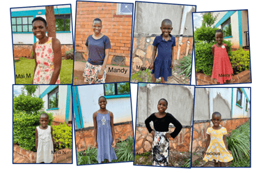 Fotocollage der Mädchen im Mirembe Cottage of Street Girls
