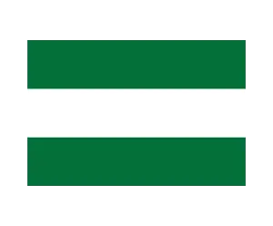 Official flag of Andalusia featuring three horizontal stripes in green, white, and green.