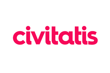 Official pink Civitatis logo for tours and activities, isolated on a solid black background.