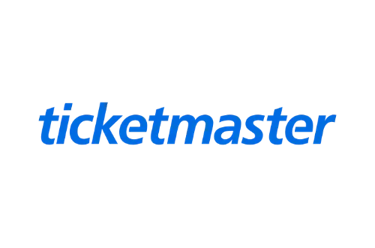 Official blue Ticketmaster logo isolated on a solid black background for event ticketing.