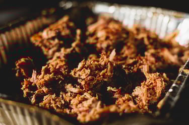 pulled pork in a buffet pan
