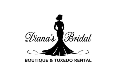 Diana's Bridal logo featuring a black silhouette of a bride in a gown for boutique and tuxedo rental services.