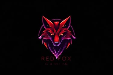 a red fox gaming logo on a black background