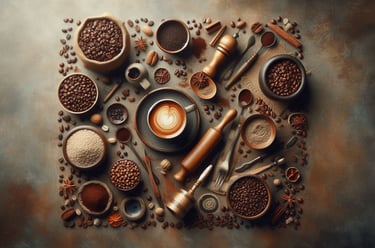 a coffee cup with a coffee cup and a spoon