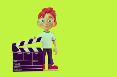 dessin de garcon tenant un clap pour annoncer des liens vidéos