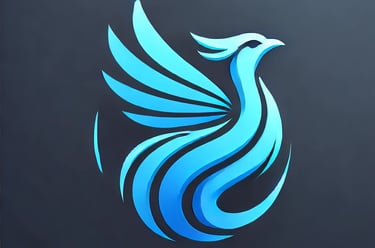 un phoenix bleu symbolisant la renaissance, pour débuter une nouvelle vie.