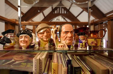 Antique mugs at Chester Creek Books in Duluth, Minnesota