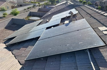Solar panels covered in dirt with bird poop in phoenix arizona