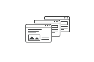 Minimalist outline icon of multiple browser windows representing web development and user interface design.