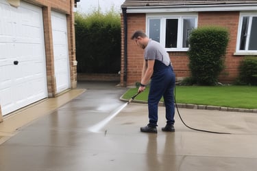 man pressure washing 