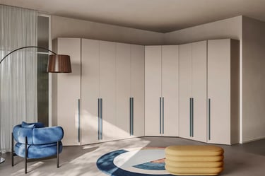 MazarakisArt: Ανοιγόμενη Ντουλάπα Δωματίου - Μπεζ με Κυανές Λεπτομέρειες