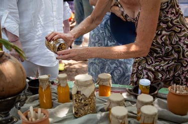 tasting organic produce at plaza mango verde event