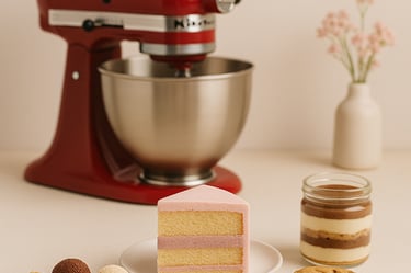 a cake with a cake on it and a cookie