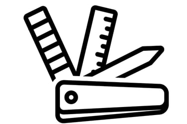 pictogramme d'un couteau suisse pour représenter les outils de l'artisan menuisier de Vendée