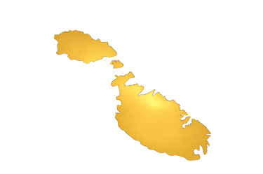 Gold textured map of Malta islands silhouette isolated on a black background.