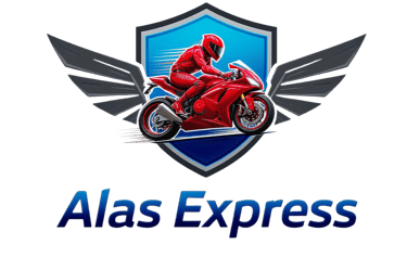 a motorcycle rider riding a motorcycle with a blue and white background logotipo