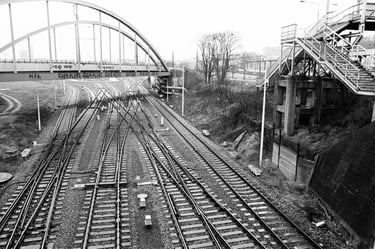 railway junction in Gdynia captured on analog film