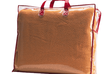 a clear plastic bag with handle and nylon zipper